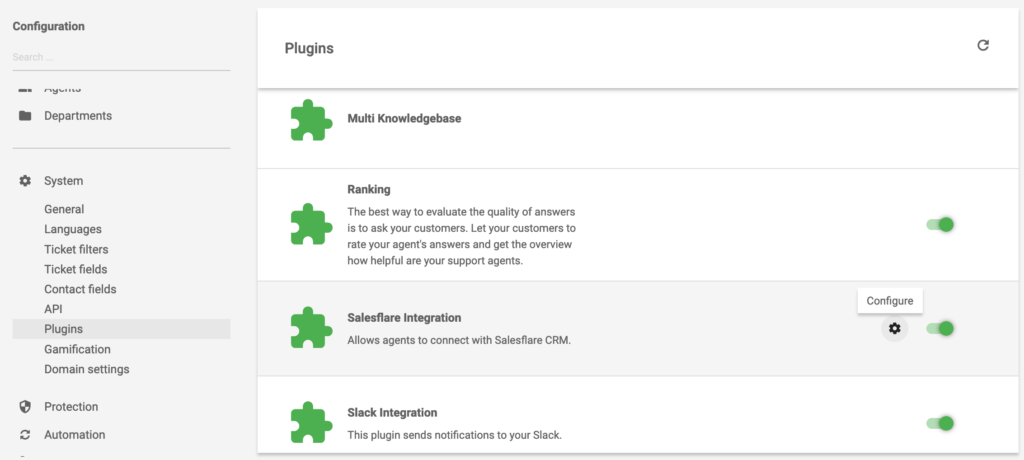 Salesforce integration plugin aktiv i LiveAgent