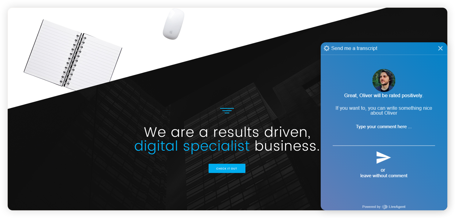 Eksempel på virksomheds efter-chat survey