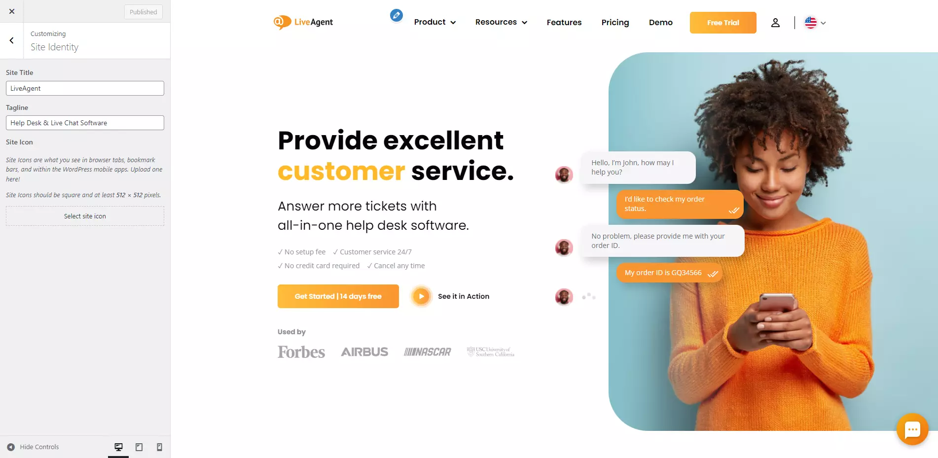 LiveAgent's favicon indstillinger