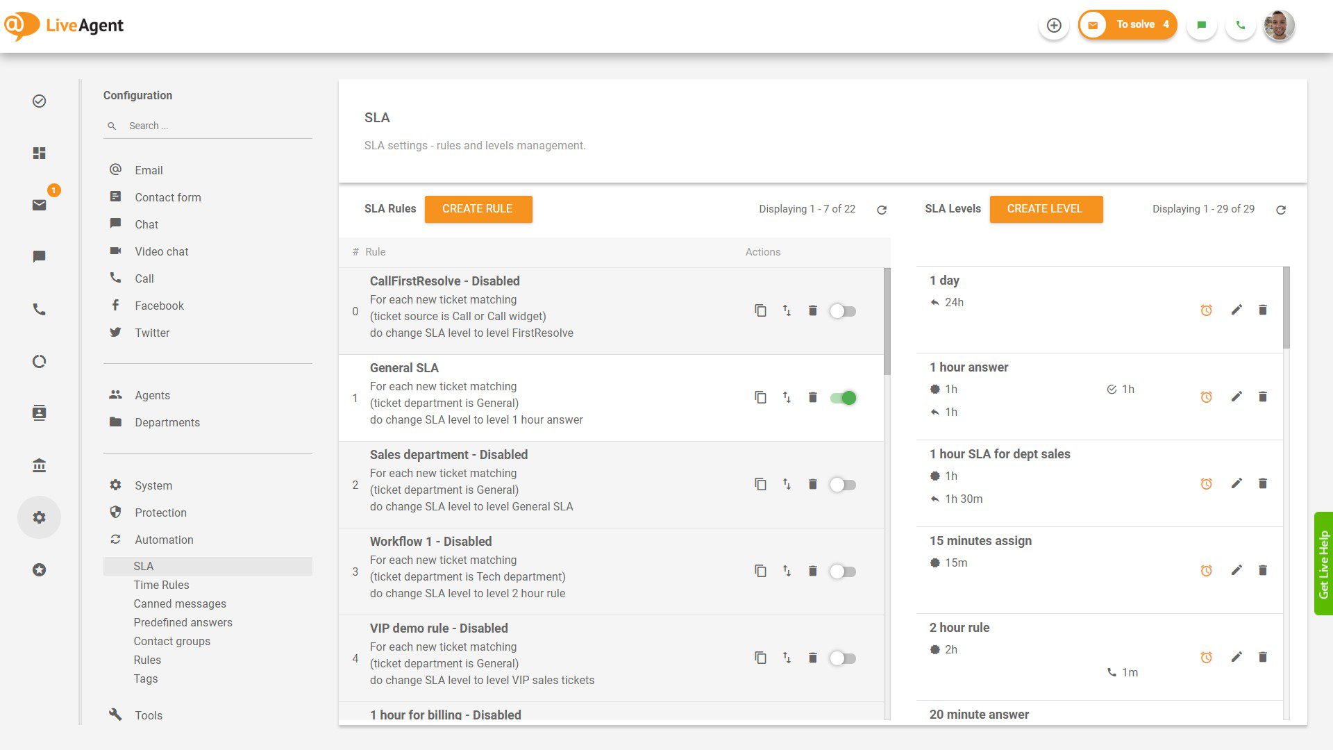 Tidsregler i LiveAgent