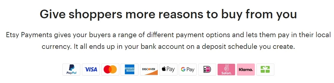 Etsy betalingsmetoder