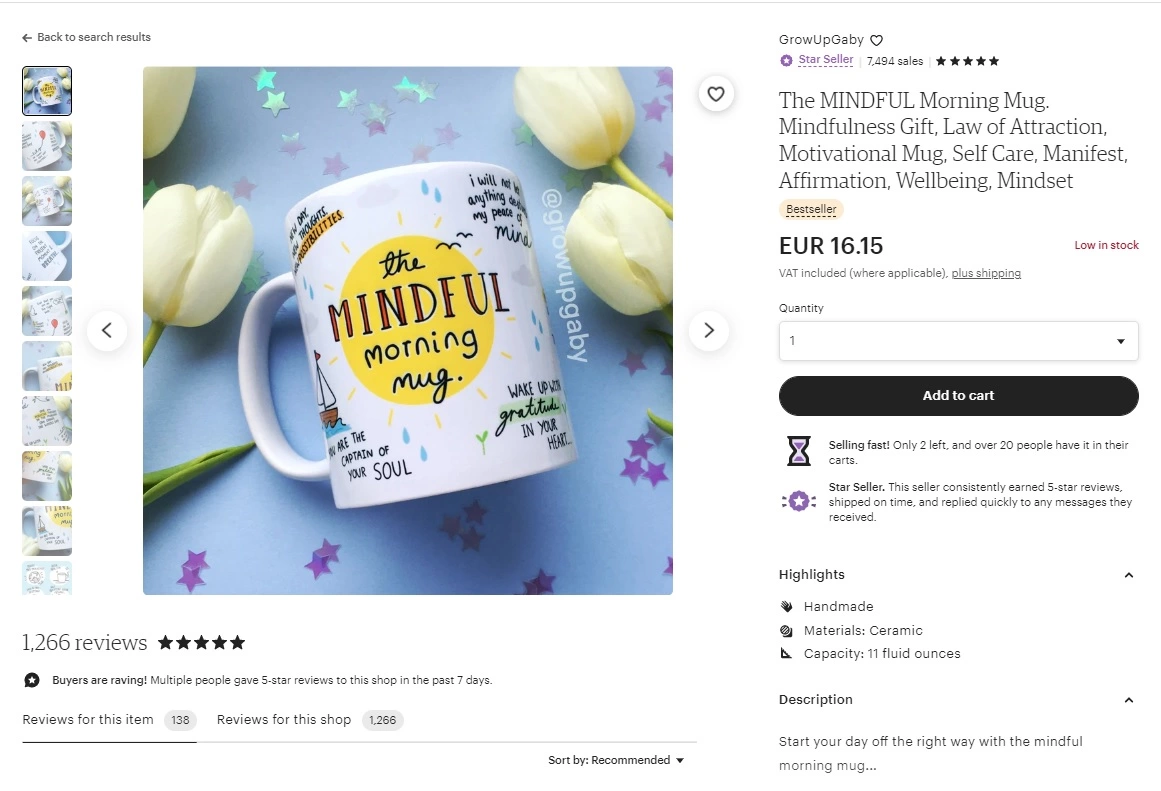 Etsy produktannonceeksempel