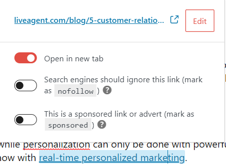 Liveagent internt link-eksempel
