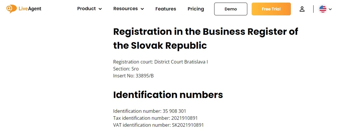 LiveAgent - registrering af virksomhed