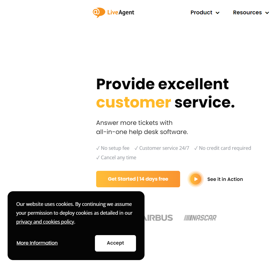 Eksempel på cookie advarsel