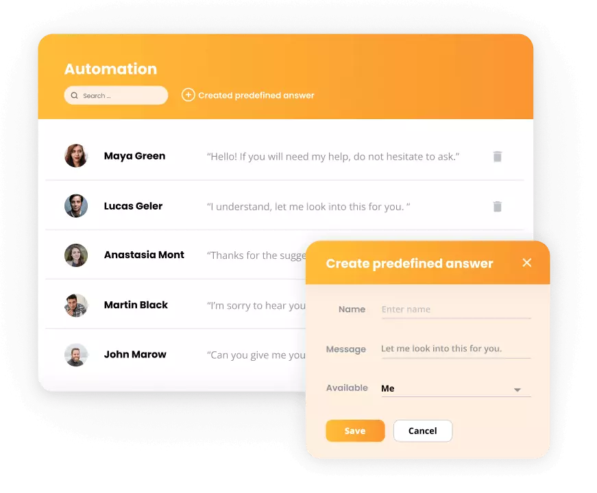 LiveAgent's automatiseringer - foruddefinerede svar