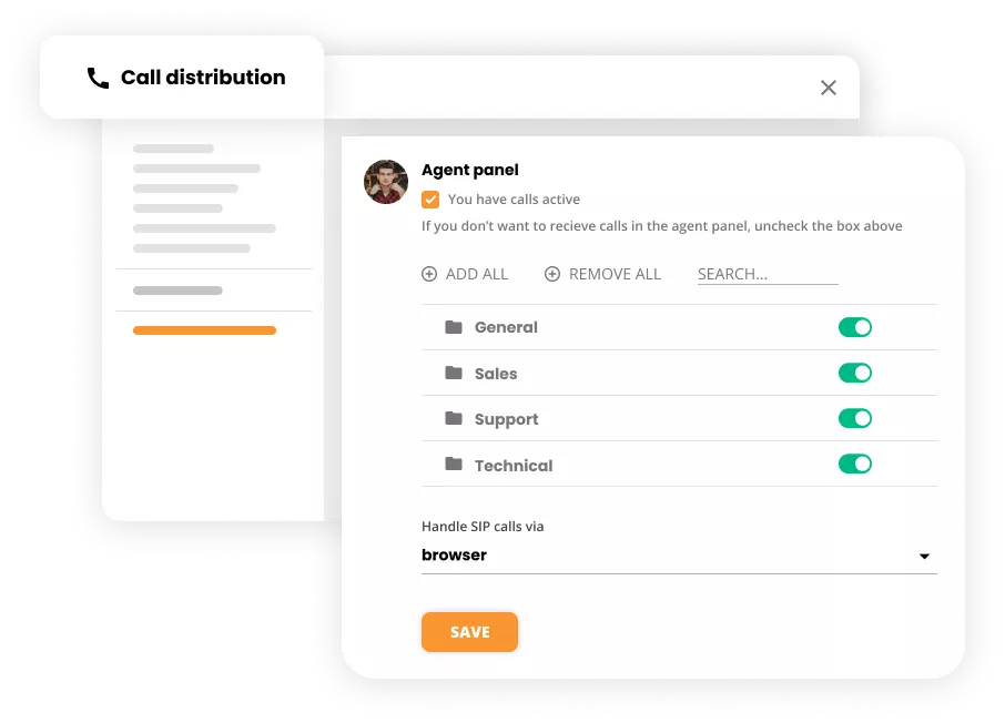 Indstillinger for opkaldsfordeling