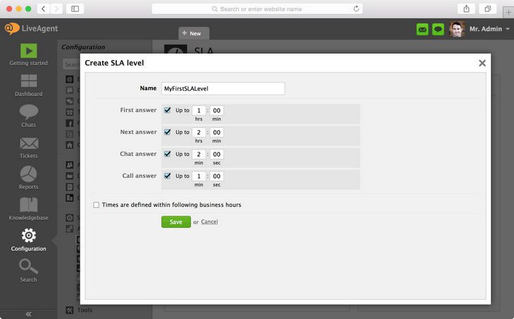 Hvordan du opretter et SLA-niveau og definerer den ønskede handling