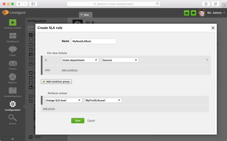Billede viser, hvordan du indstiller nye betingelser og angiver den handling, der skal udføres