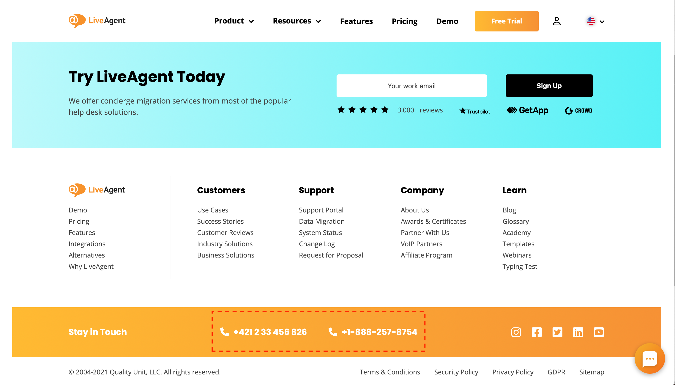 Tel-link-LiveAgent-example