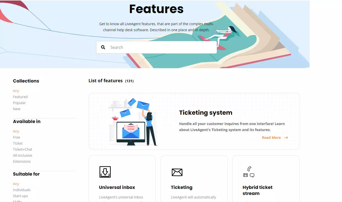 LiveAgent-funktionsside
