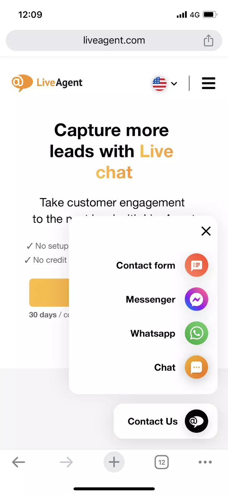 LiveAgent - live chat-knap på mobil