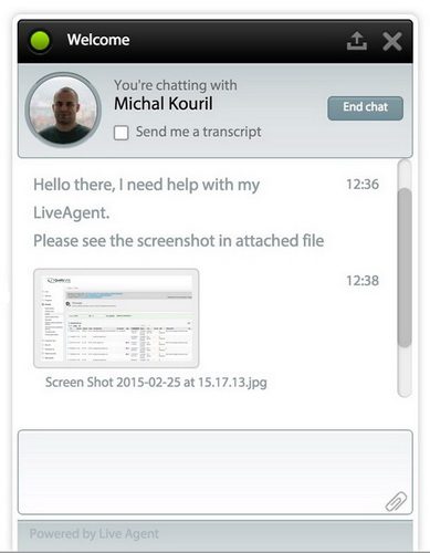 LiveAgents live chat-vedhæftelse