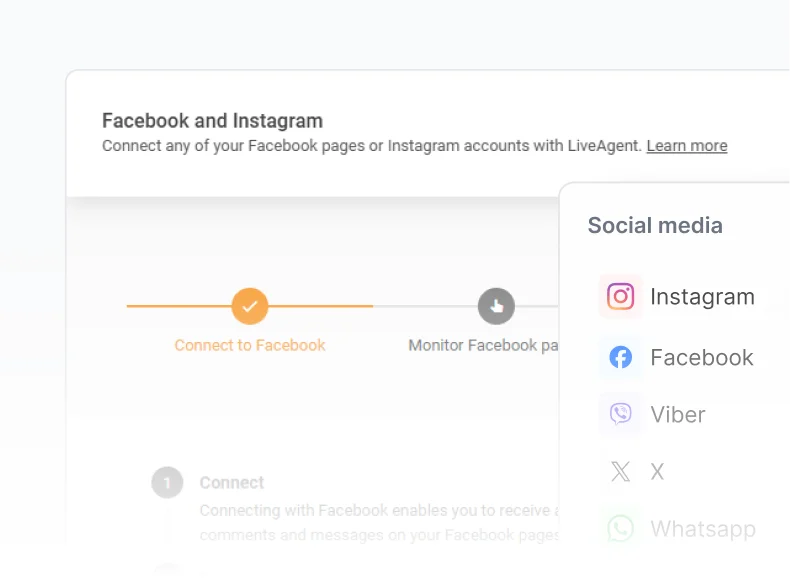 LiveAgent integrationer med sociale medier som Facebook, Instagram og WhatsApp