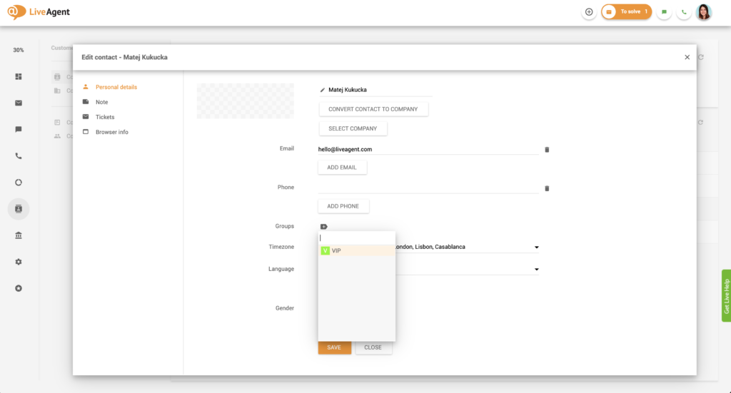 Add customer to contact group