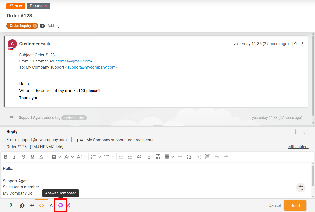 AI Answer Composer-knap