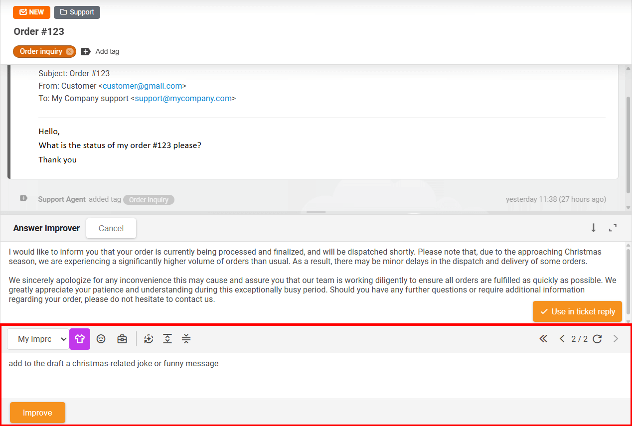 Redigering af svar med Answer Composer