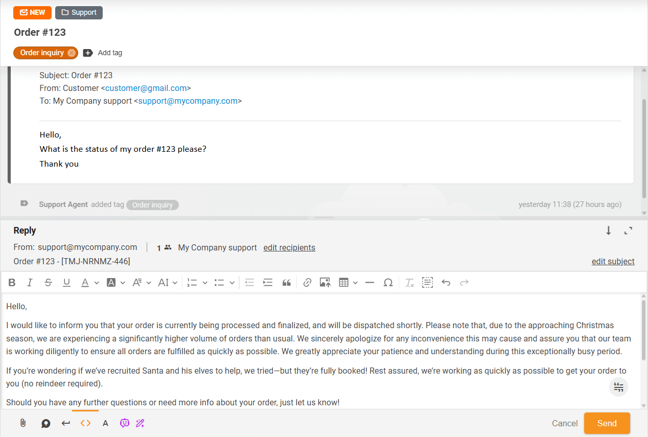 Klar svar fra Answer Composer