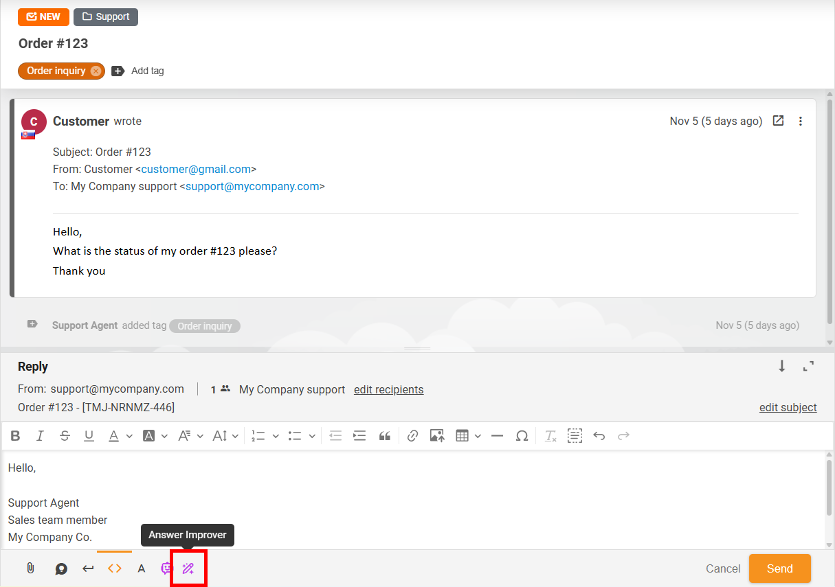 Answer Improver-vindue generel visning