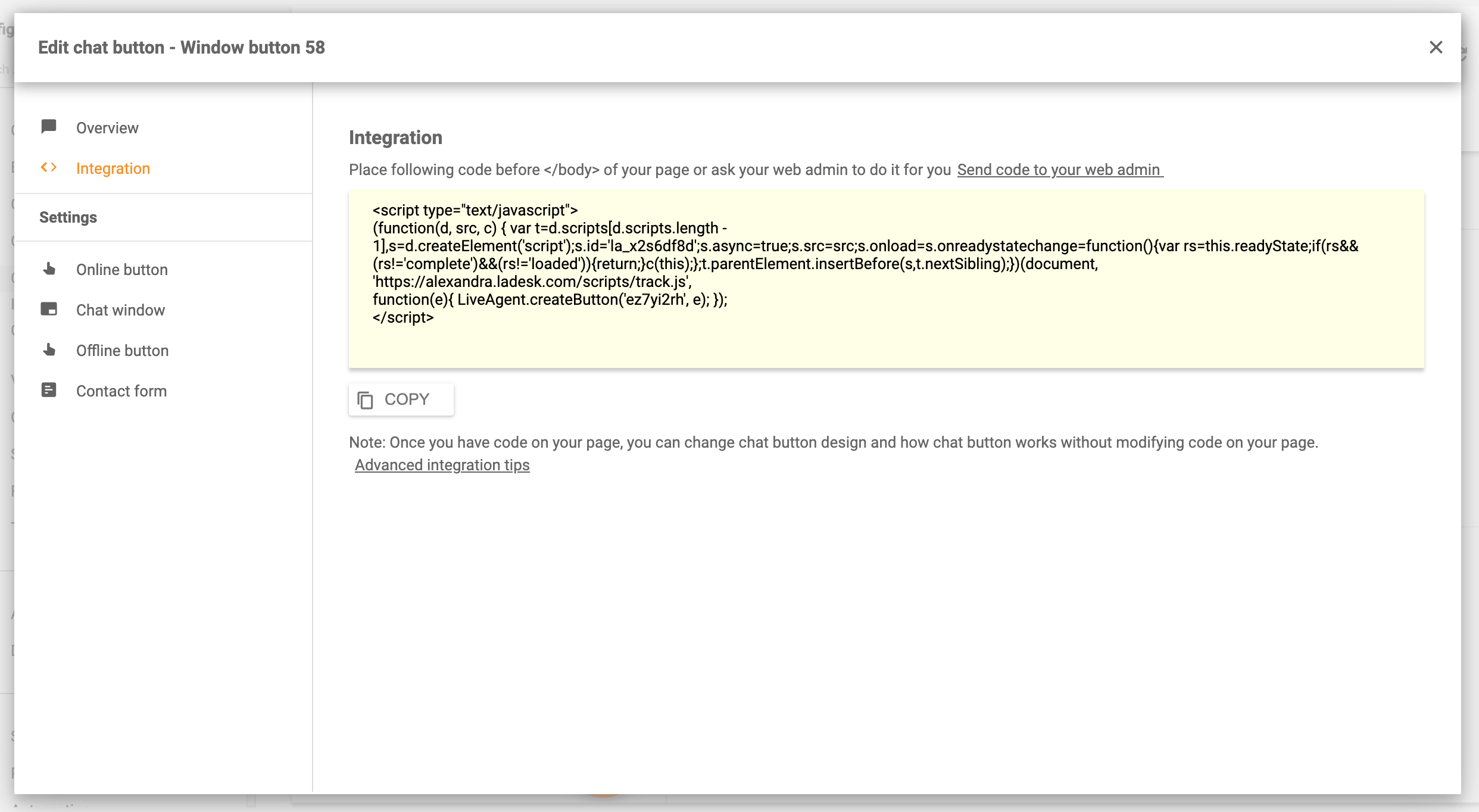 Integrer chatten til website - LiveAgent