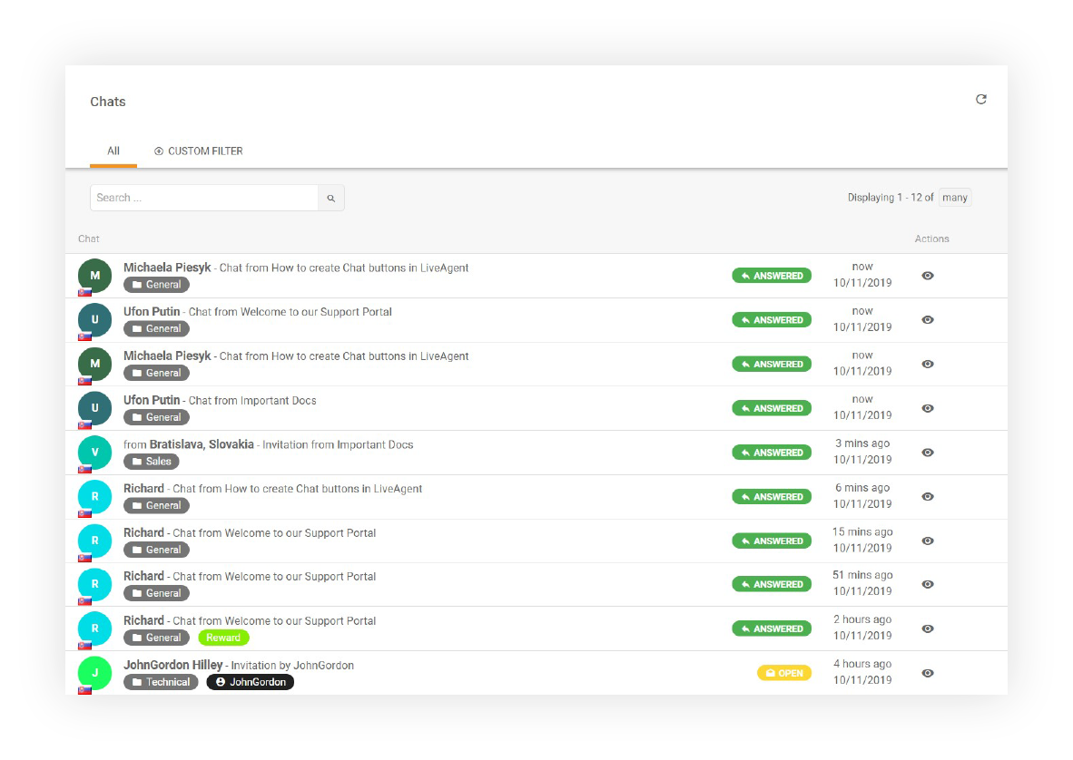 Chat history-funktion i LiveAgent