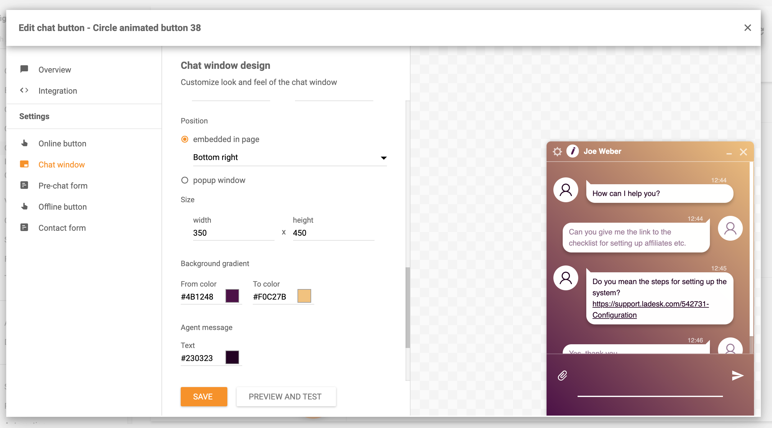 Chat window docking-funktion