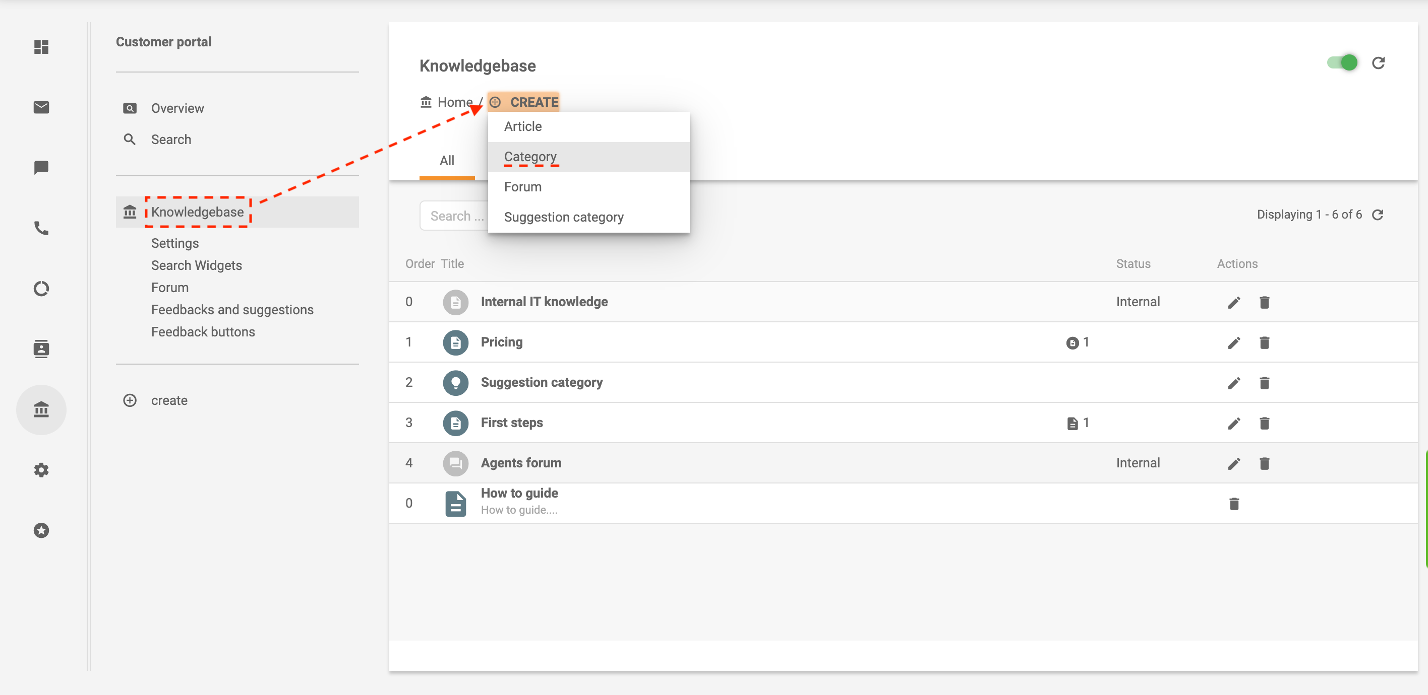Opret kategori i LiveAgent