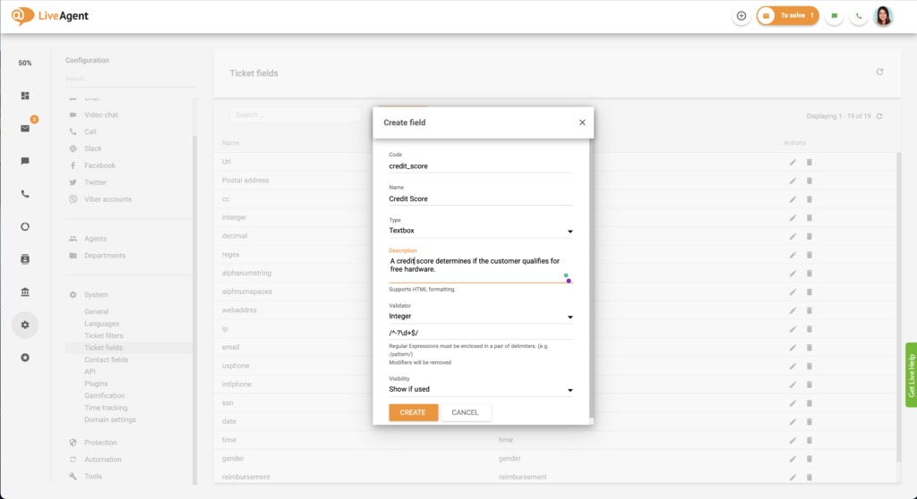 Oprettelse af et billetfelt