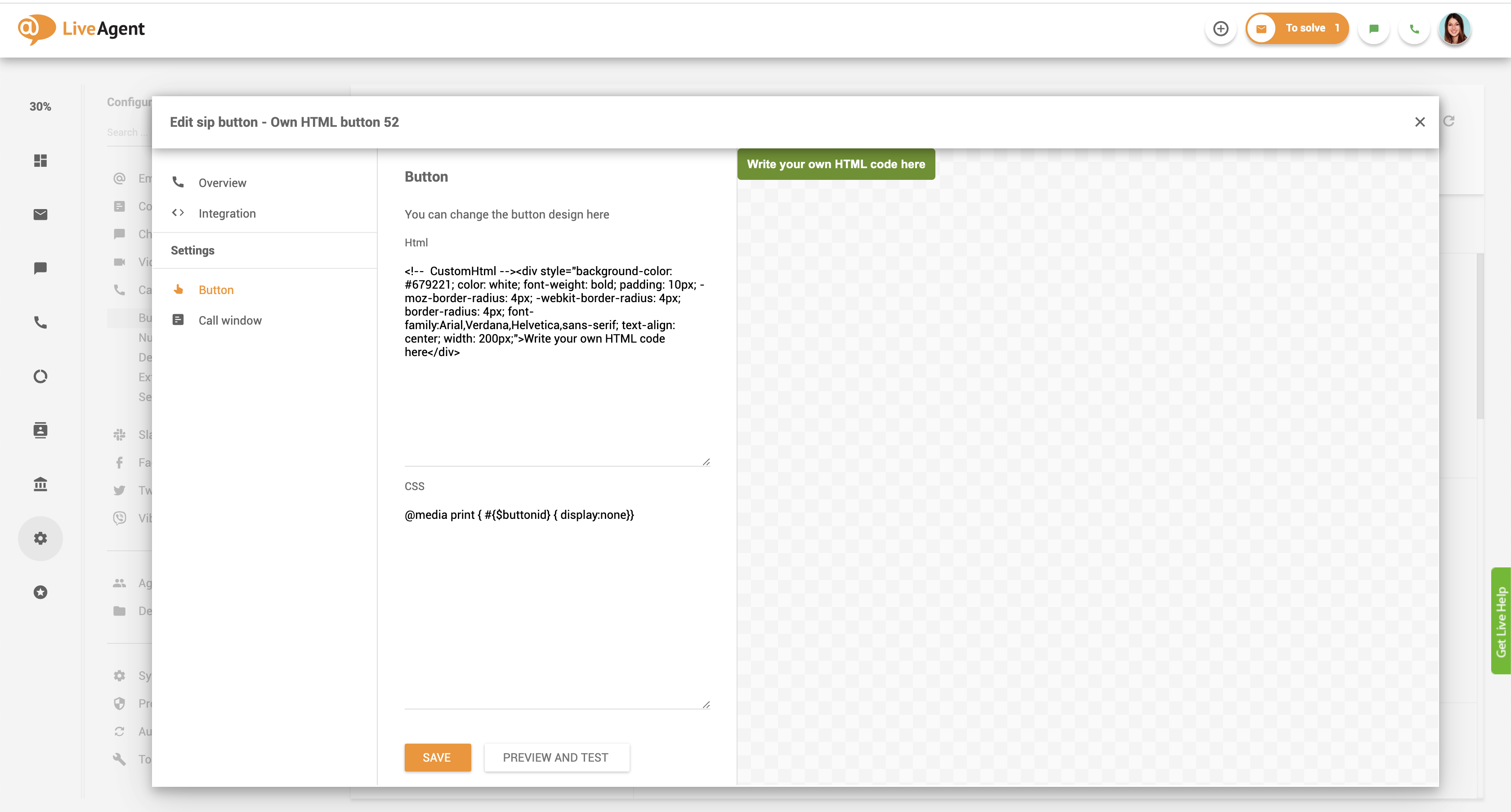 Brugerdefineret knap