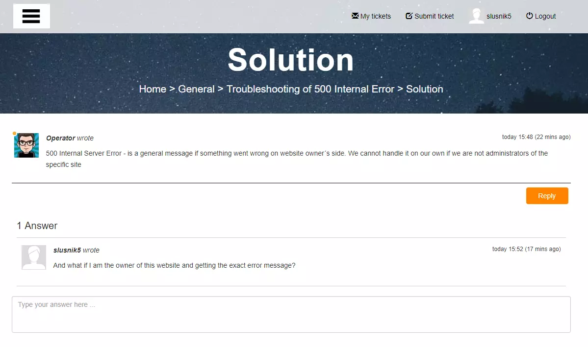 Eksempel på offentligt kundeforum