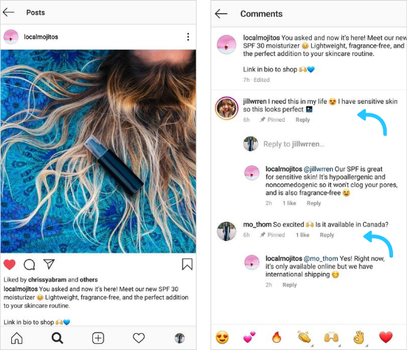 Instagram fastgjorte kommentarer
