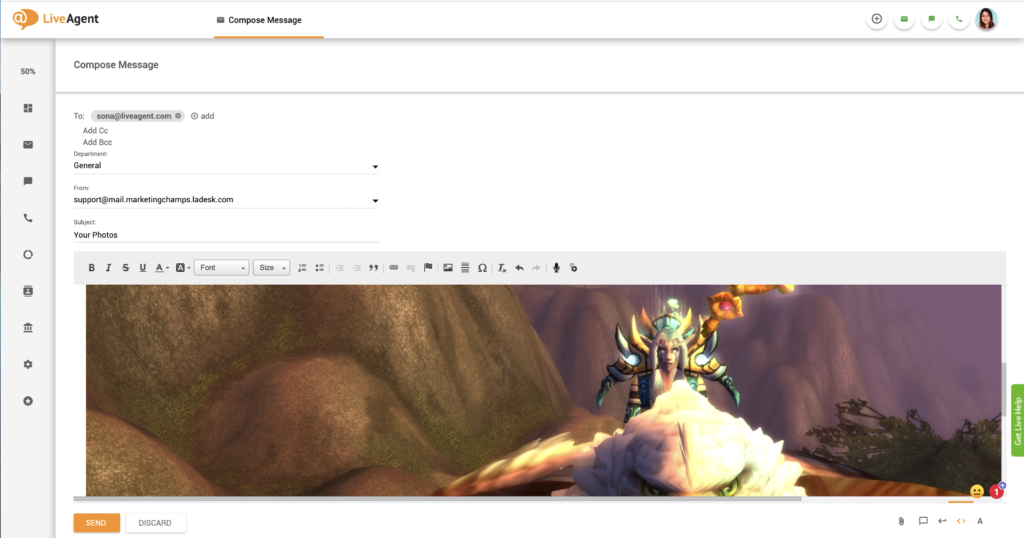 Inline-billedindsat i LiveAgent