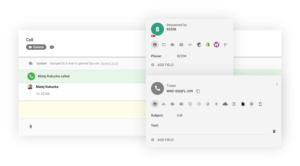 Grænseflade for internt opkald i LiveAgent