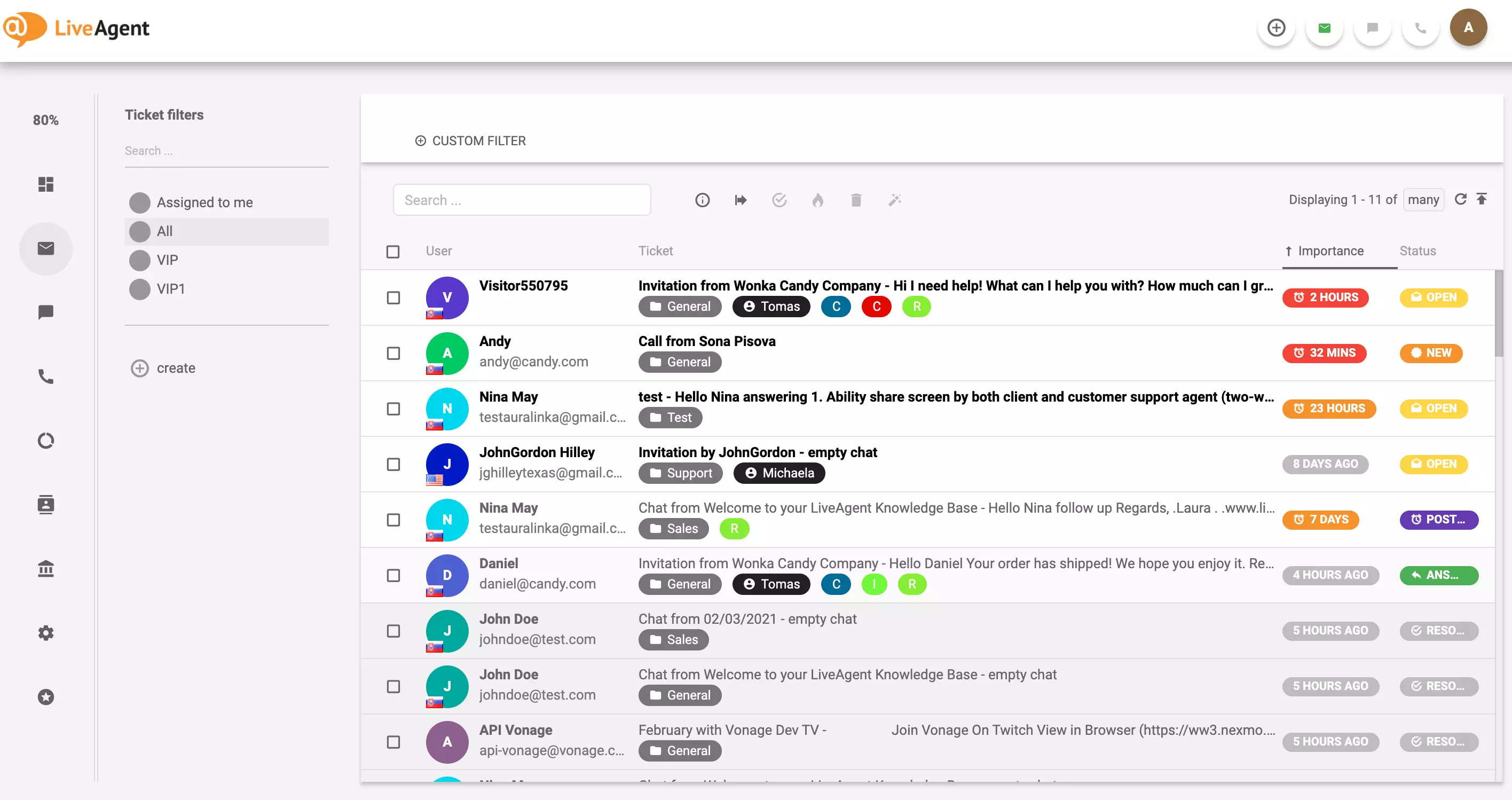 LiveAgent billetter eksempel