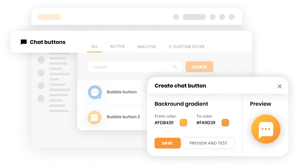 Live chat forbindelser mockup