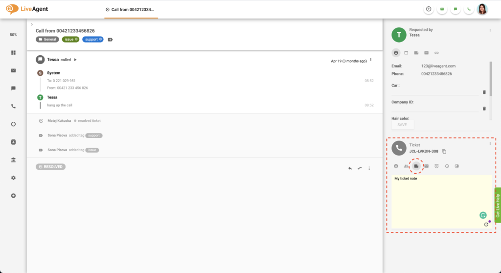 Ticketfelt help desk note