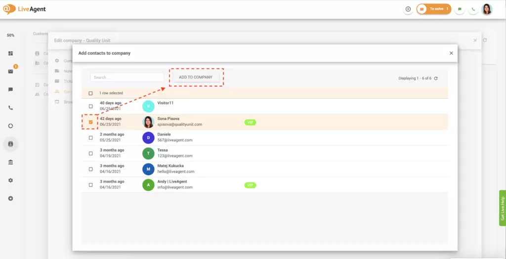 Tilføj kontakter til virksomheder