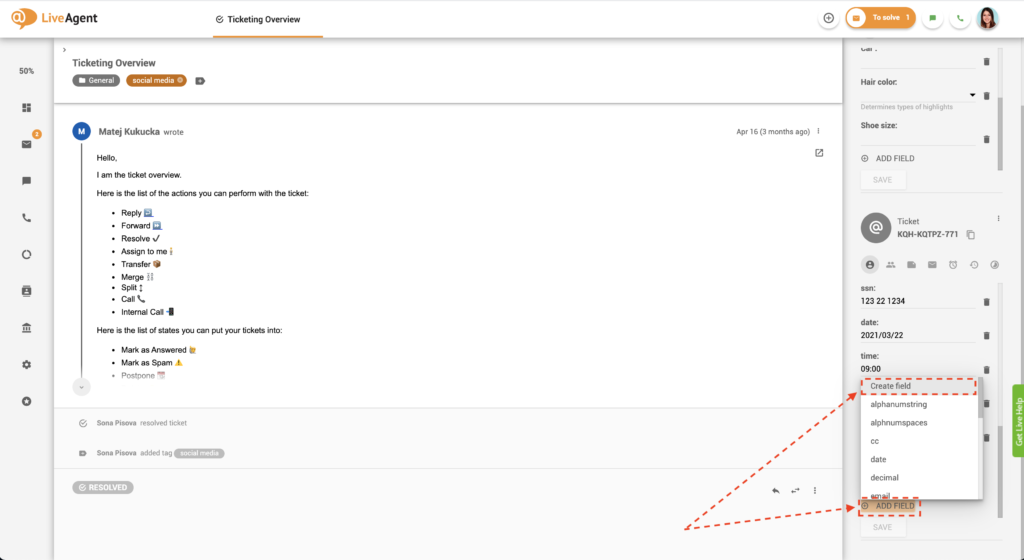 Tilføjelse af et nyt billetfelt i billettvisning