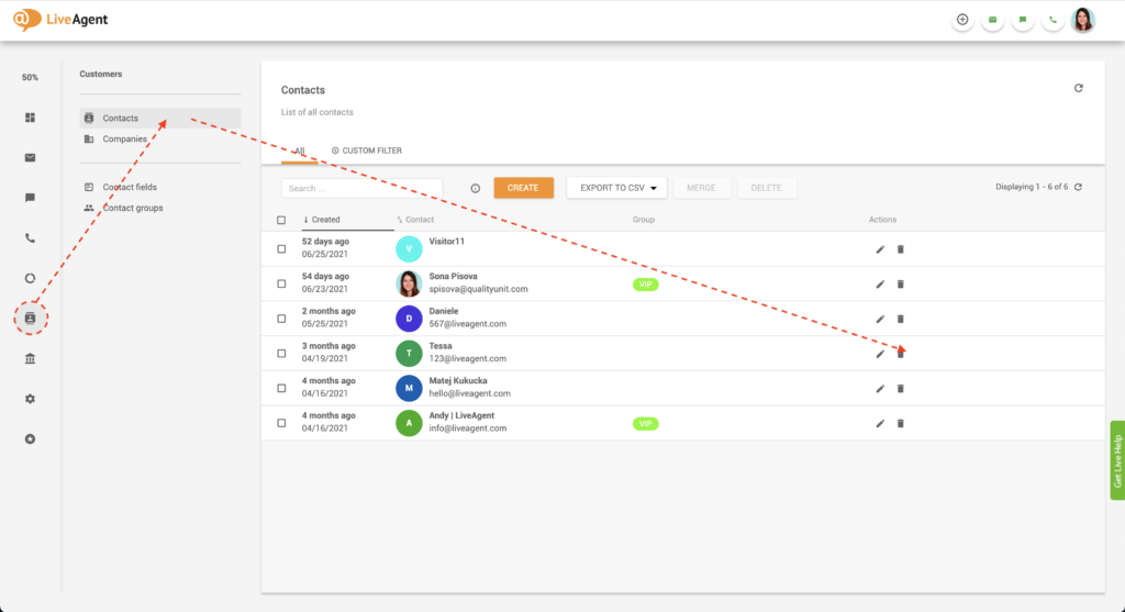 Rediger kontakt-note i LiveAgent