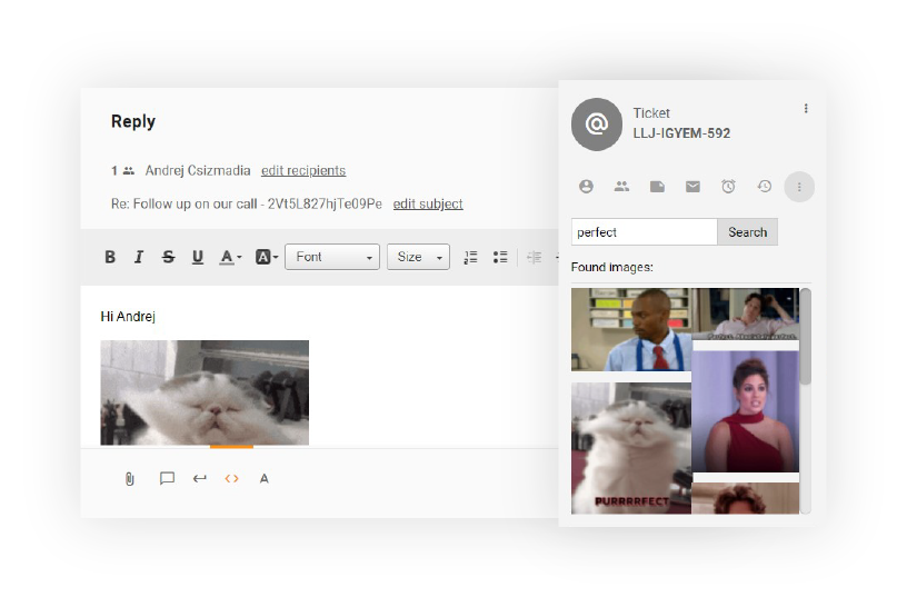 GIFs i billetter LiveAgent