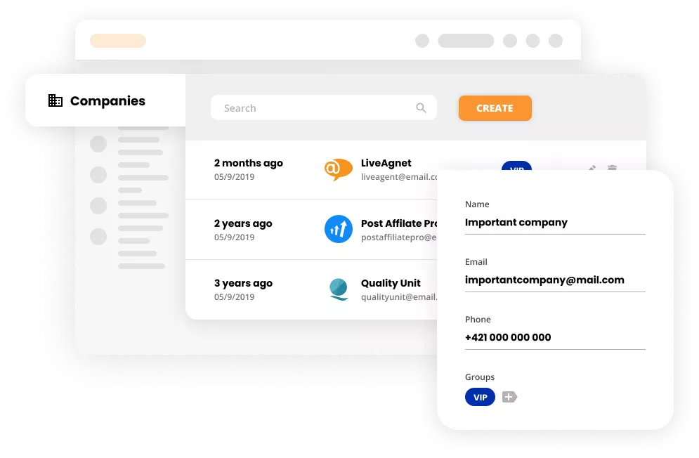 Mockup af virksomhedsfunktion