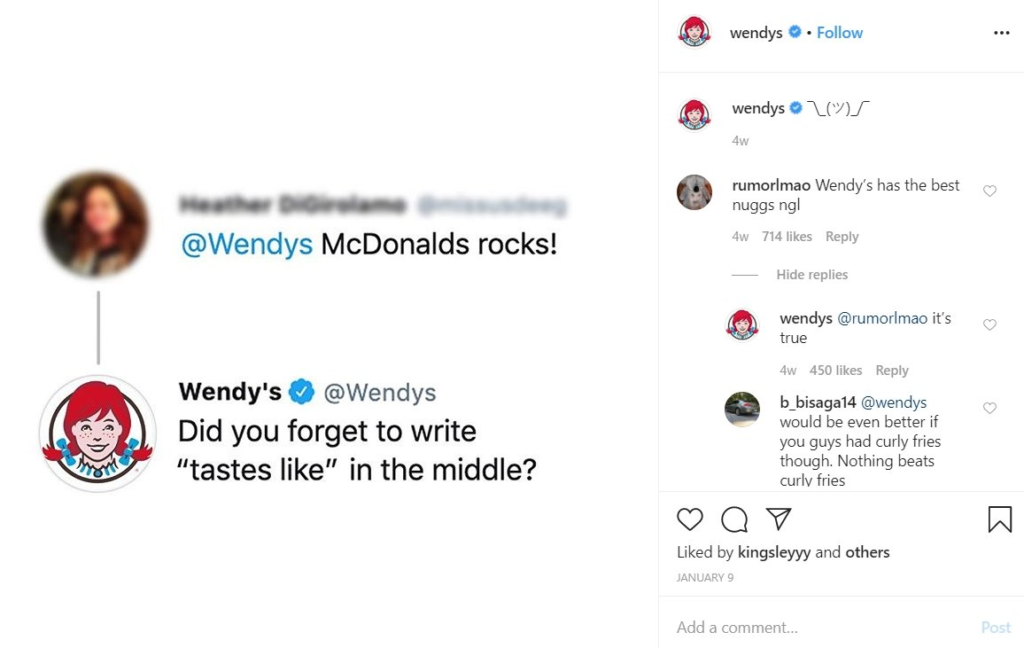 Wendys stærke Instagram-nærvær