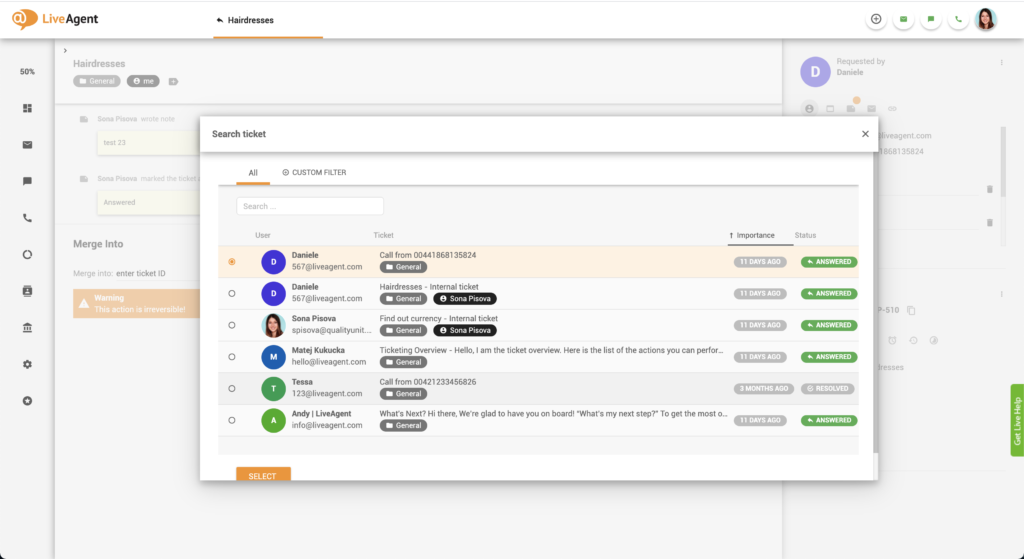 Vælg billet til fletning