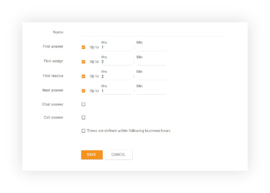 SLA level in LiveAgent