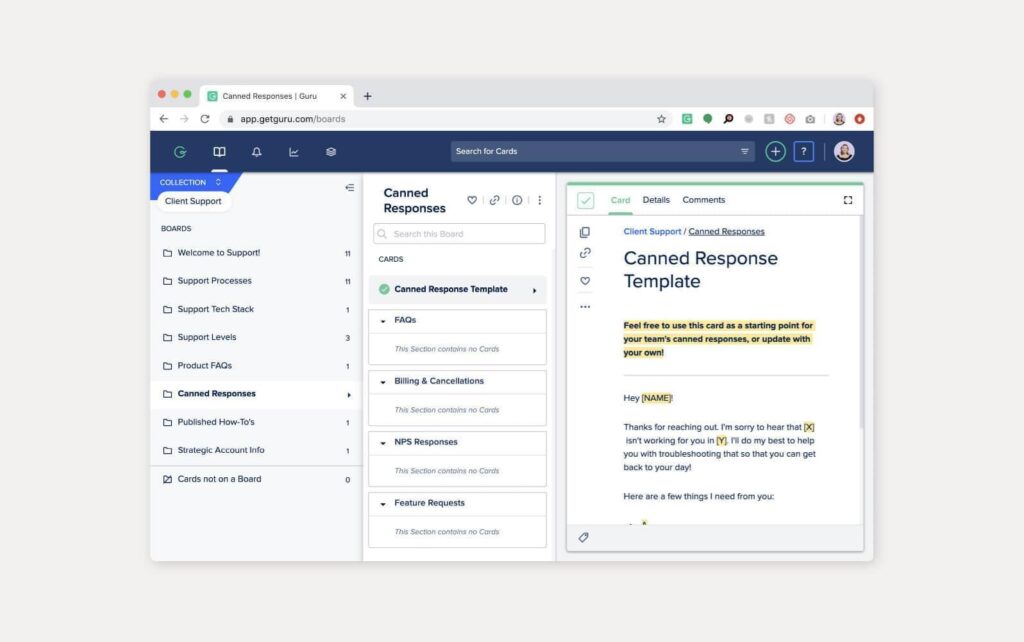 Praktisk eksempel på en Guru-software vidensbase