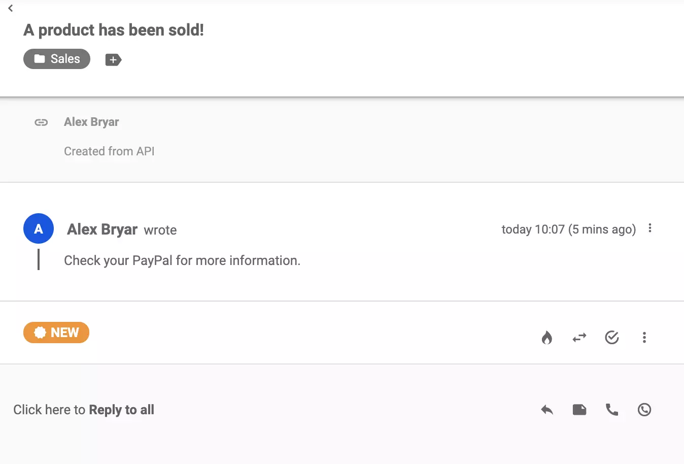 En billettvisning i LiveAgent efter en vellykket integration via Zapier