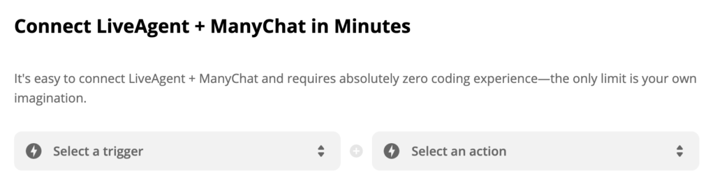 Valg af trigger og handling i Zapier