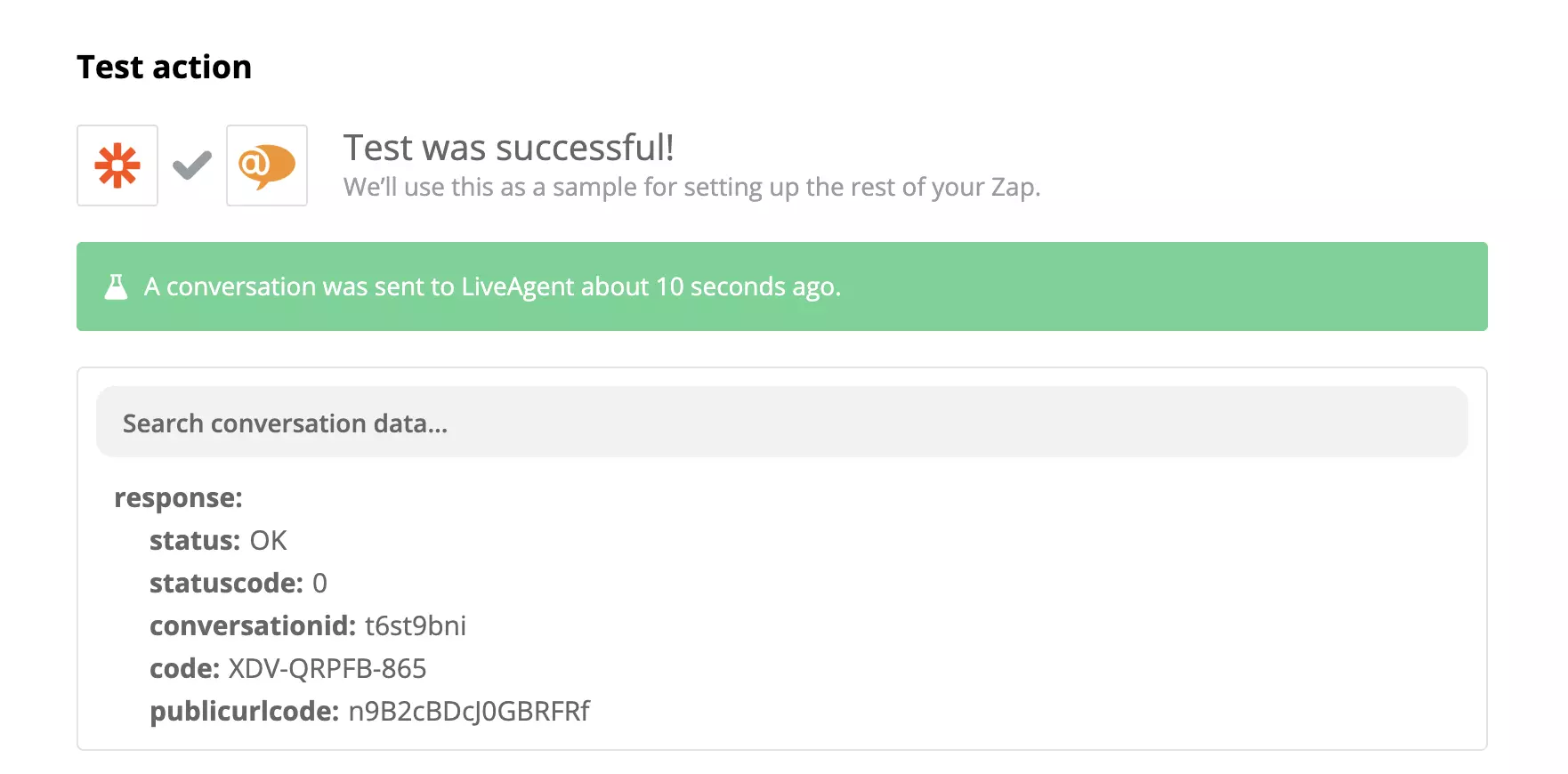 En vellykket test af Stripe og LiveAgent-integration