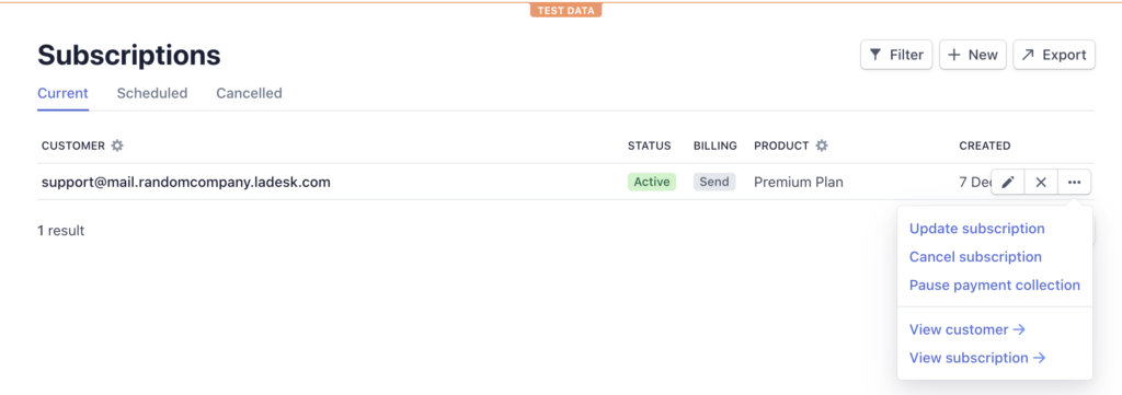 Hvor du annullerer et abonnement i Stripe