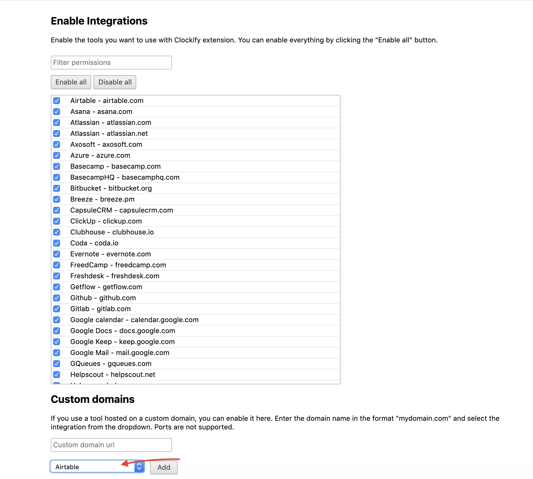 Clockify integrationsvalg